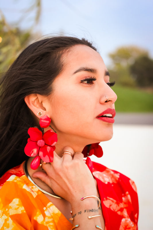 Double Layer Floral Earrings