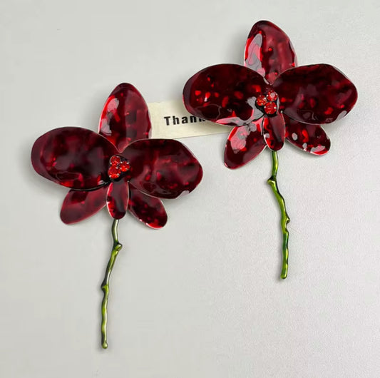 Orchid Earrings with Stem