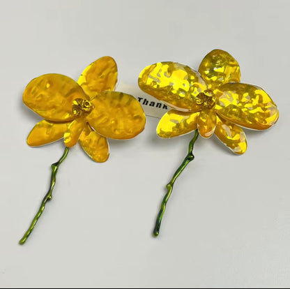 Orchid Earrings with Stem