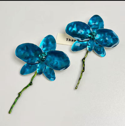 Orchid Earrings with Stem